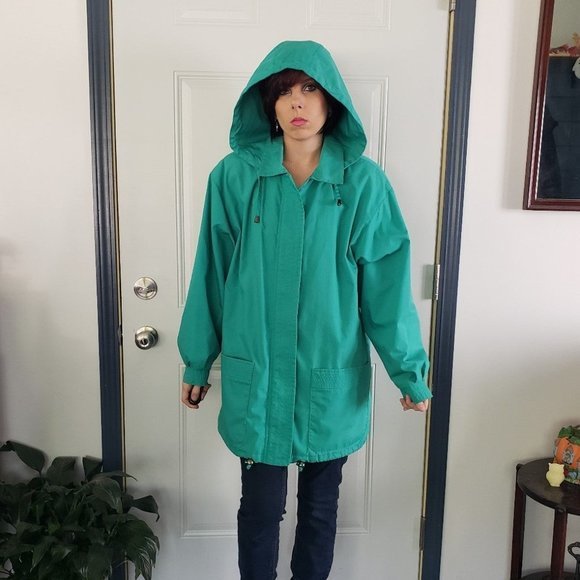 Vintage 80s London Fog Teal‎ Rain Jacket - Picture 1 of 5